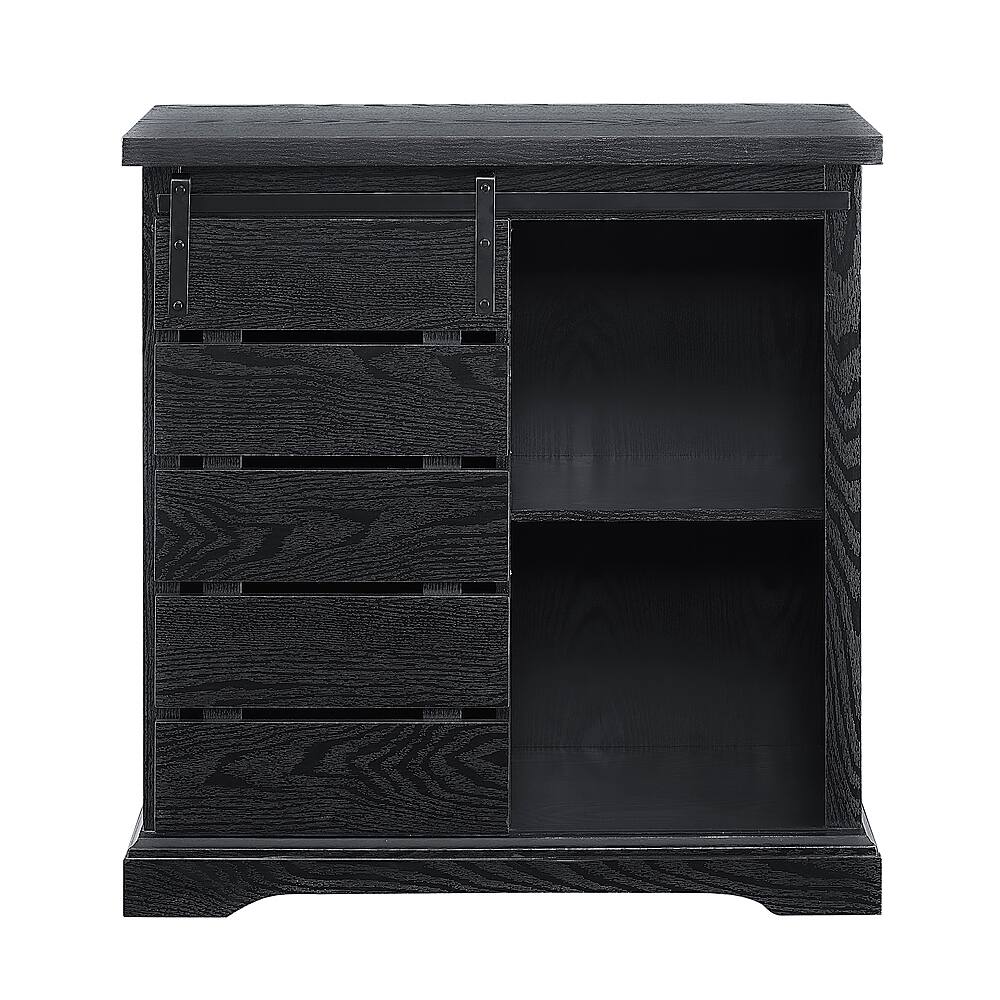 Front. Walker Edison - Sliding Slat Door Accent Cabinet - Black.