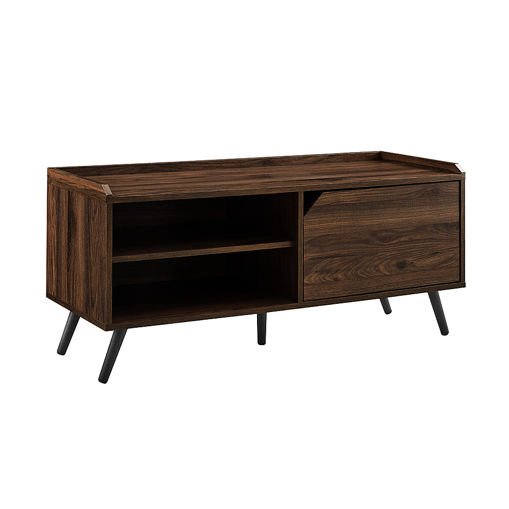 Angle View: Walker Edison - 42" Notched-Door Entry Bench with Adjustable Shelf - Dark walnut
