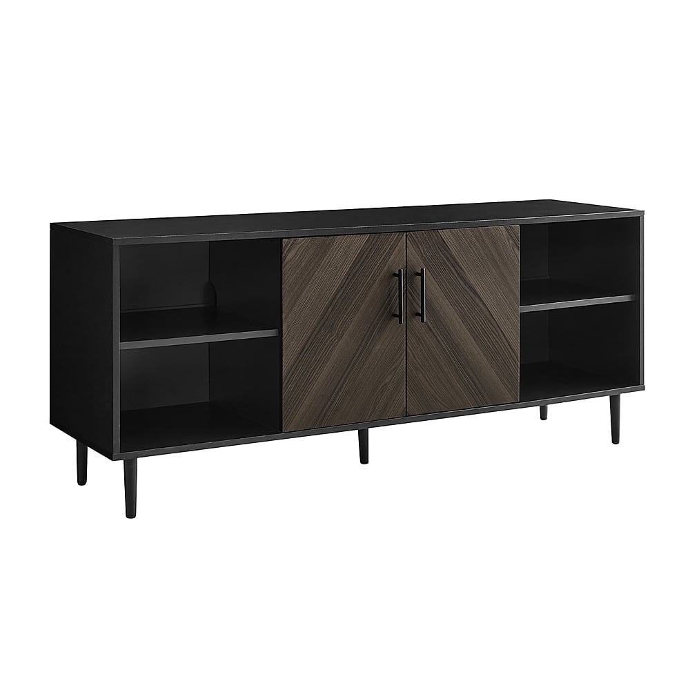 Left View: Walker Edison - Bookmatch Door TV Stand for Most TVs up to 65” - Ash Brown Bookmatch/ Solid Black