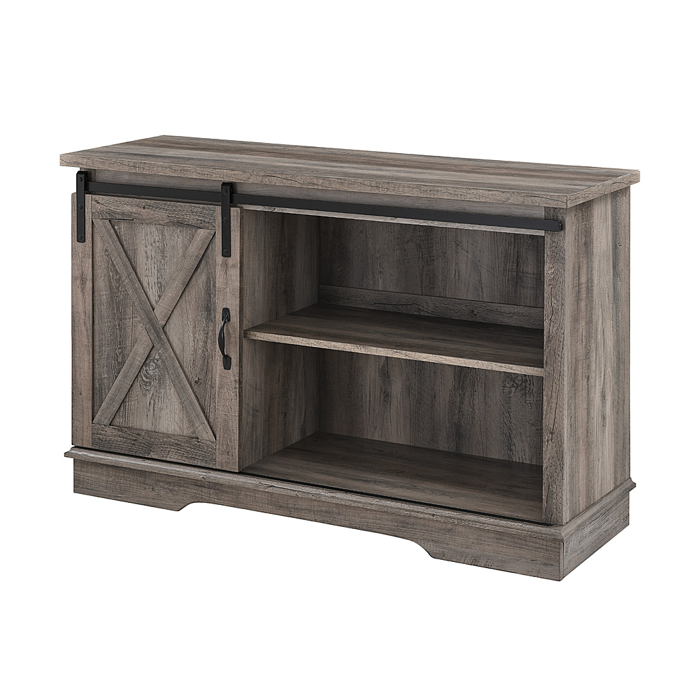 Angle View: Walker Edison - Sliding Barn Door TV Stand for Most TVs up to 50" - Grey wash
