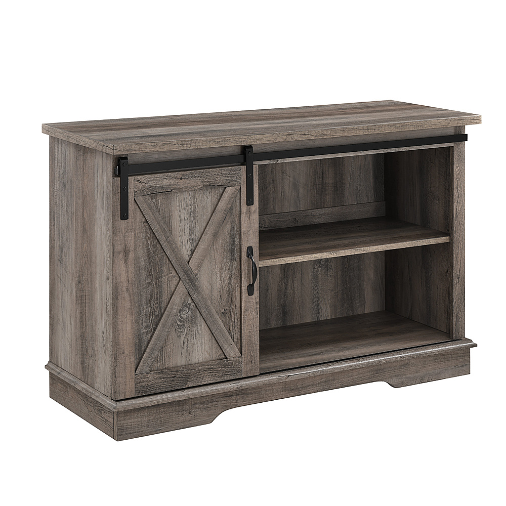 Left View: Walker Edison - Sliding Barn Door TV Stand for Most TVs up to 50" - Grey wash