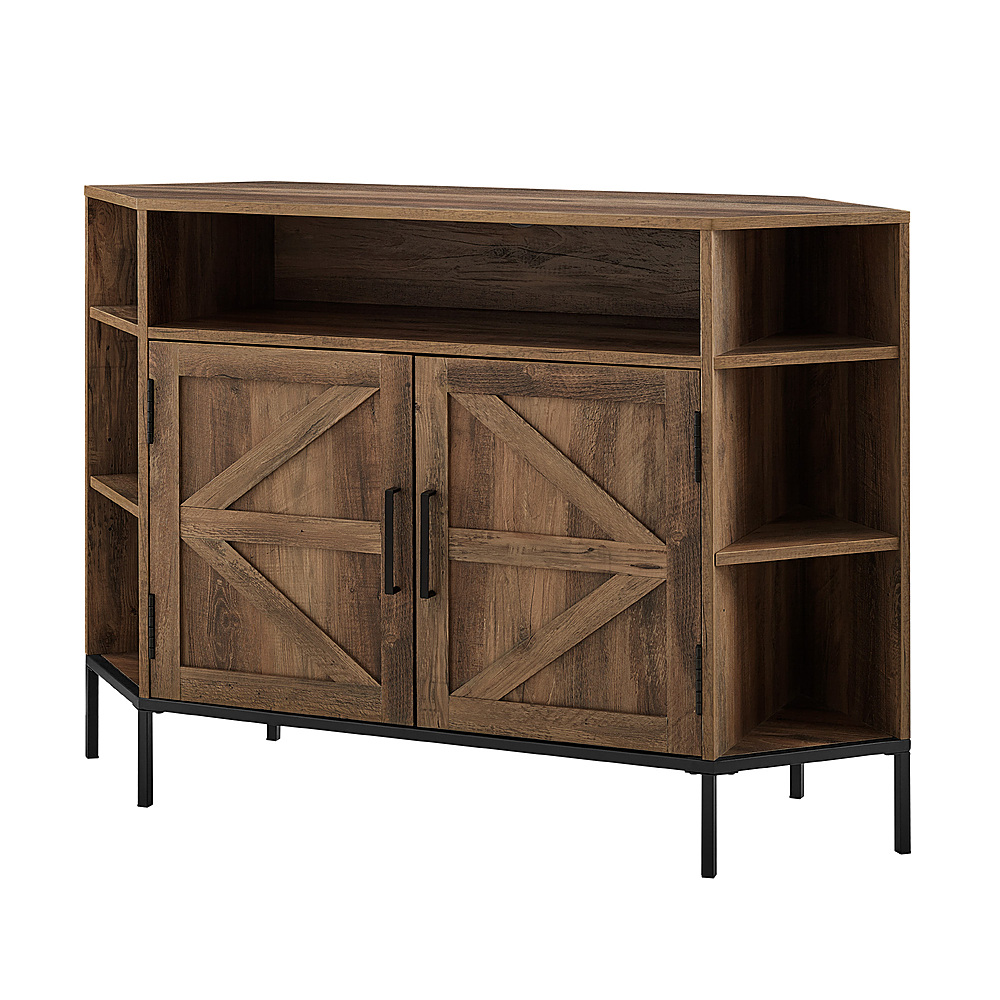 Angle View: Walker Edison - Rustic Corner TV Stand for Most TVs up to 55" - Rustic Oak