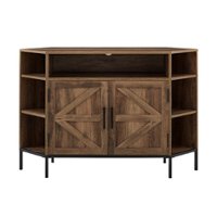 Walker Edison - Rustic Corner TV Stand for Most TVs up to 55" - Rustic Oak - Front_Zoom