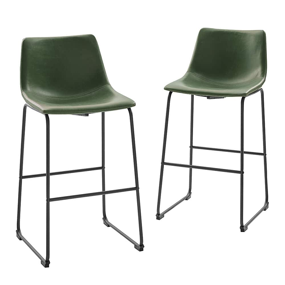 Angle View: Walker Edison - Contemporary Faux Leather Dining Chairs set of 2 - Green