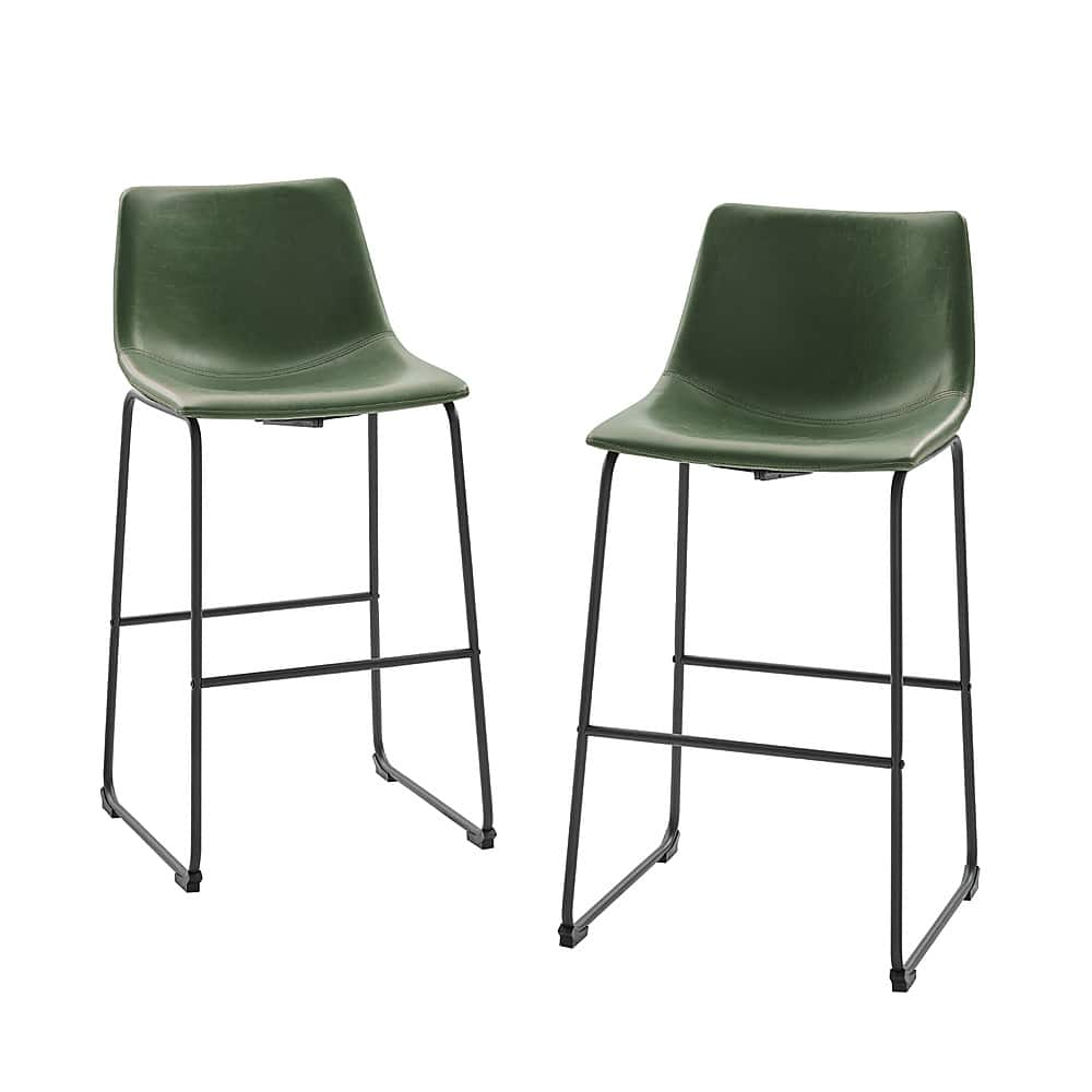 Left View: Walker Edison - Contemporary Faux Leather Dining Chairs set of 2 - Green