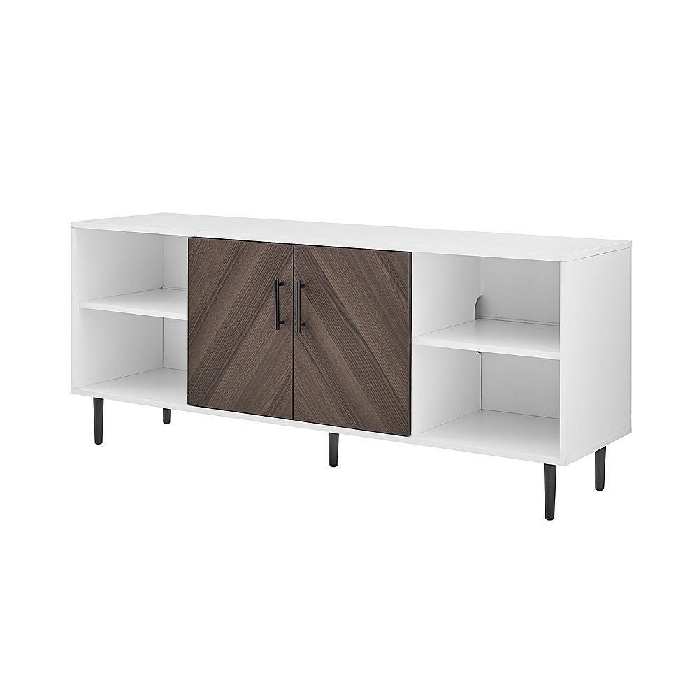 Angle View: Walker Edison - Bookmatch Door TV Stand for Most TVs up to 65” - Ash Brown Bookmatch/ Solid White