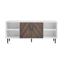 Walker Edison - Bookmatch Door TV Stand for Most TVs up to 65” - Ash Brown Bookmatch/ Solid White - Front_Zoom