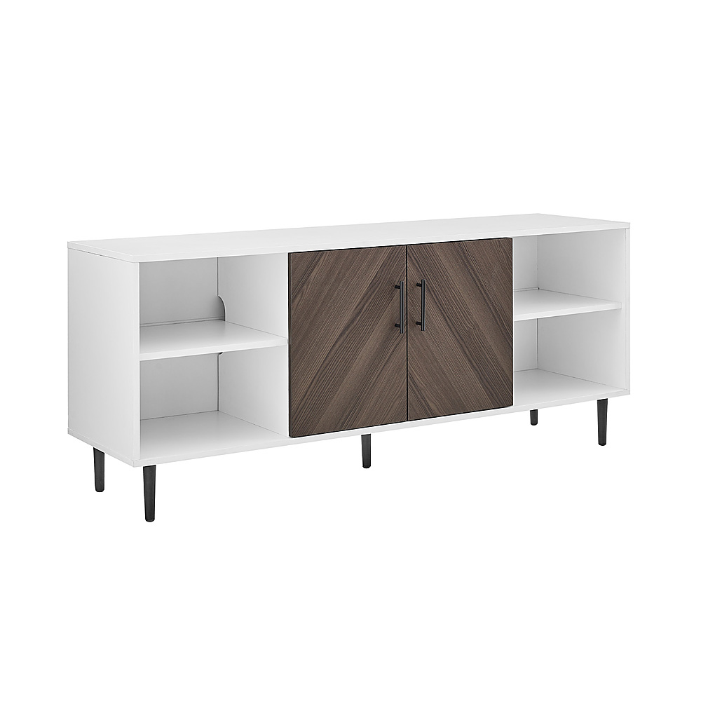 Left View: Walker Edison - Bookmatch Door TV Stand for Most TVs up to 65” - Ash Brown Bookmatch/ Solid White