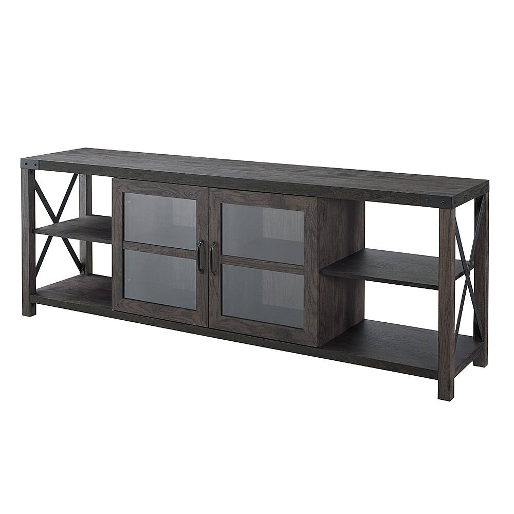 Angle View: Walker Edison - Farmhouse Metal-X TV Stand for TVs up to 80" - Sable