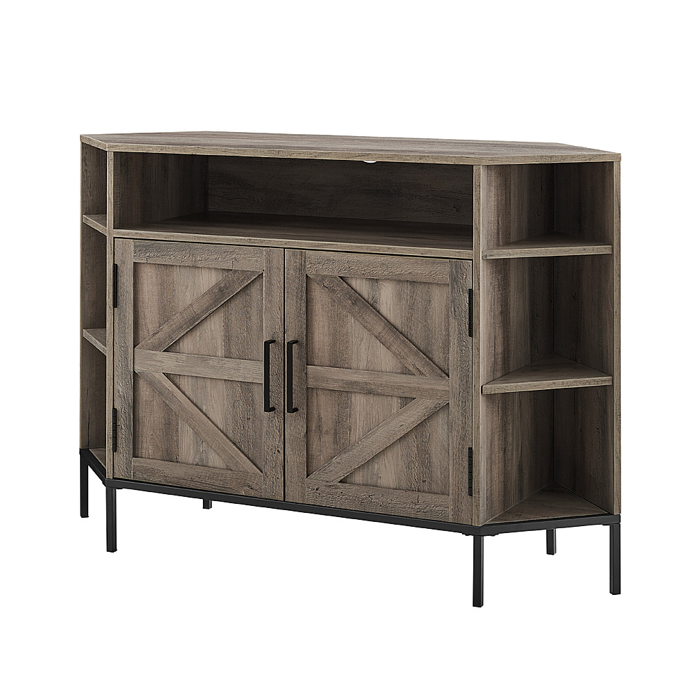 Angle View: Walker Edison - Rustic Corner TV Stand for Most TVs up to 55" - Grey wash