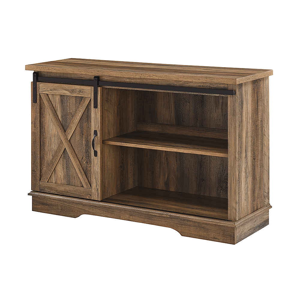 Angle View: Walker Edison - Sliding Barn Door TV Stand for Most TVs up to 50" - Rustic Oak
