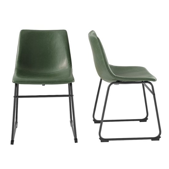 Angle Zoom. Walker Edison - Industrial Faux Leather Counter Stool (Set of 2) - Green.