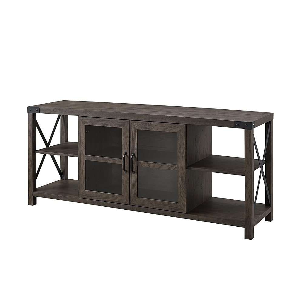 Angle View: Walker Edison - Farmhouse Glass Door Console for Most TVs up to 65” - Sable