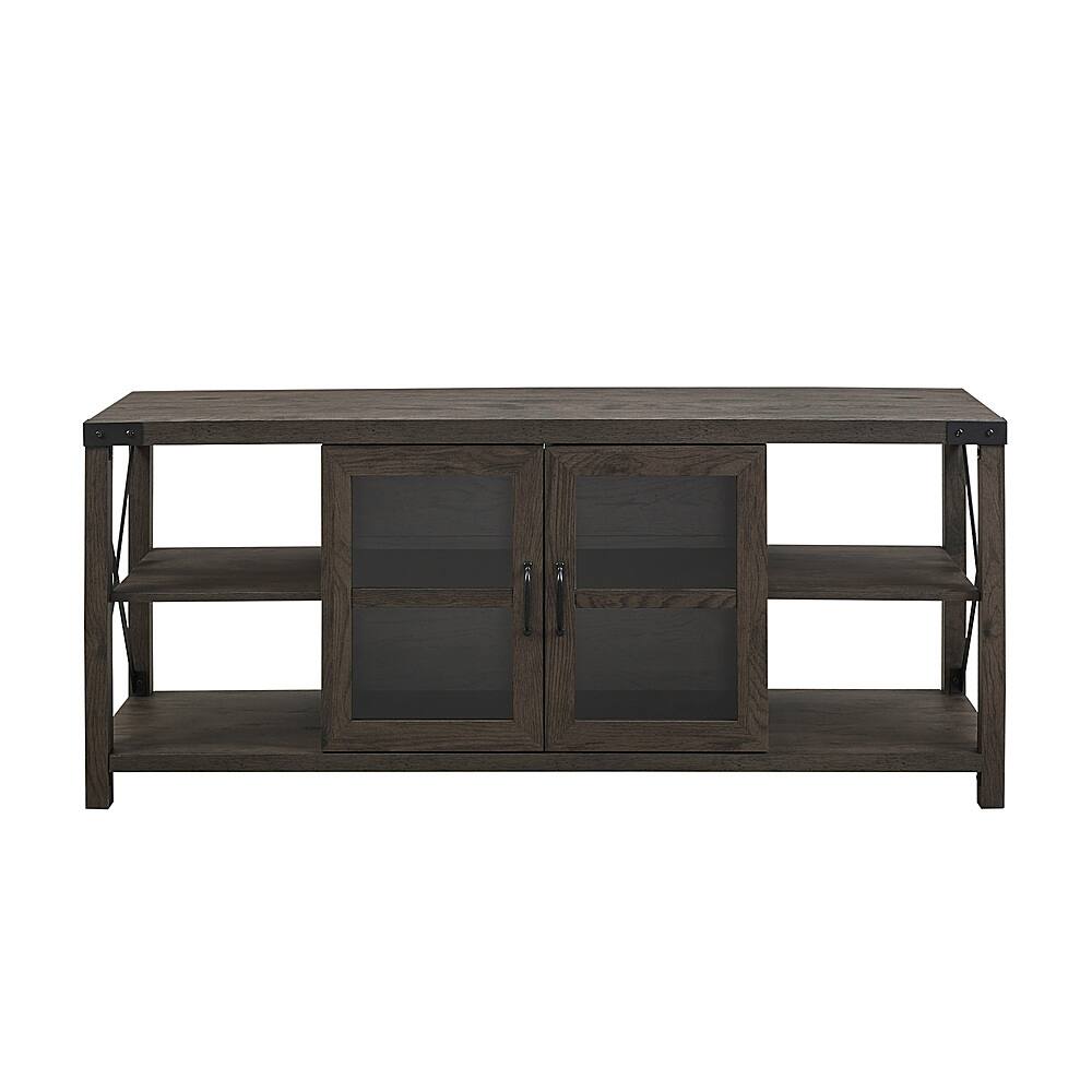 Front. Walker Edison - Farmhouse Glass Door Console for Most TVs up to 65” - Sable.