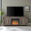 Alt View Zoom 13. Walker Edison - Modern Farmhouse Barndoor Fireplace TV Stand for Most TVs up to 85" - Grey Wash.
