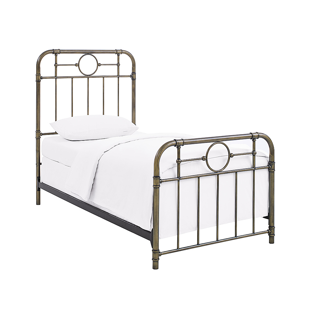 Angle View: Walker Edison - Vintage Industrial Metal Twin-Size Bed - Bronze
