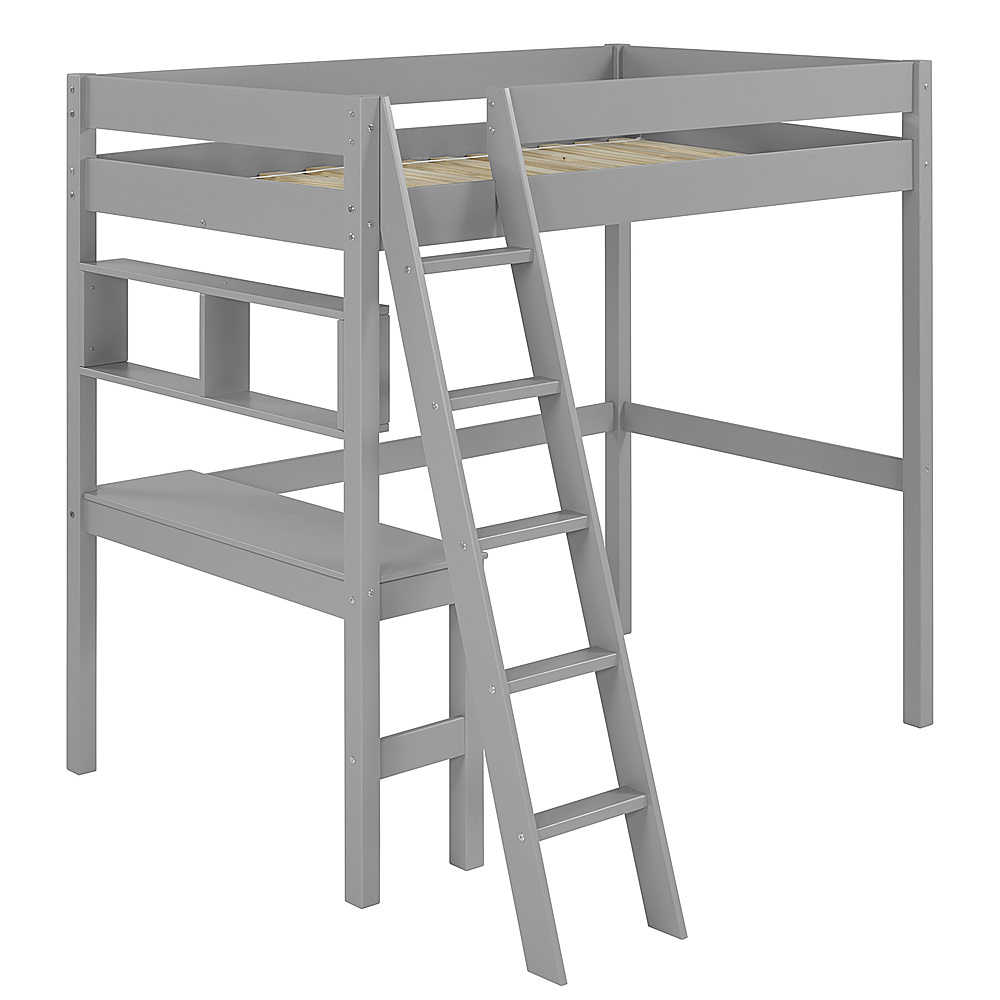 Angle View: Walker Edison - Loft Bunk Solid Wood Twin-Size Bed - Grey