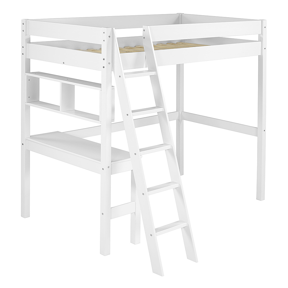 Angle View: Walker Edison - Loft Bunk Solid Wood Twin-Size Bed - White