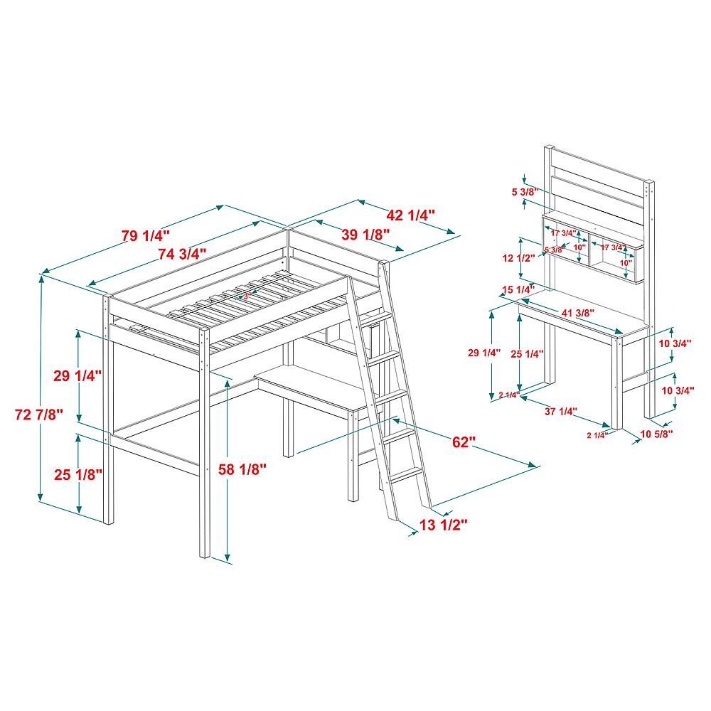 Best Buy Walker Edison Loft Bunk Solid Wood TwinSize Bed White