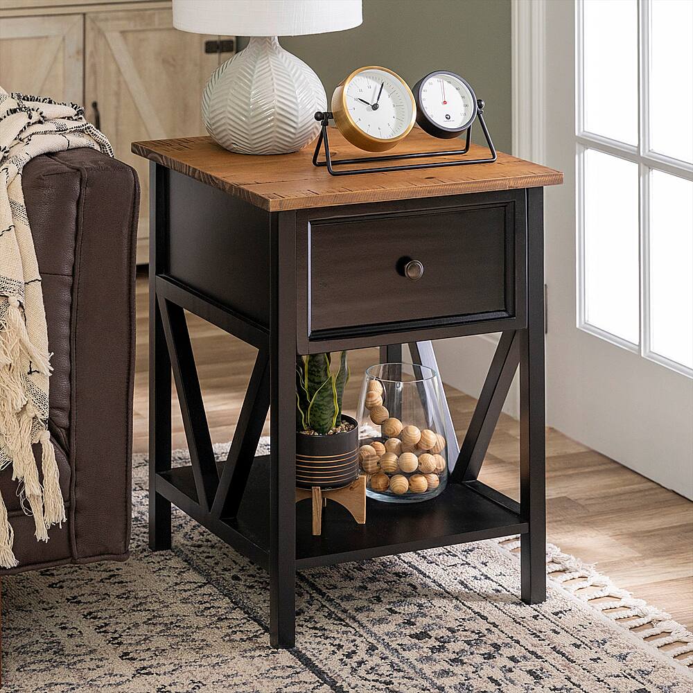 Customer Reviews: Walker Edison 2-Piece Farmhouse V-Leg Side Table Set ...