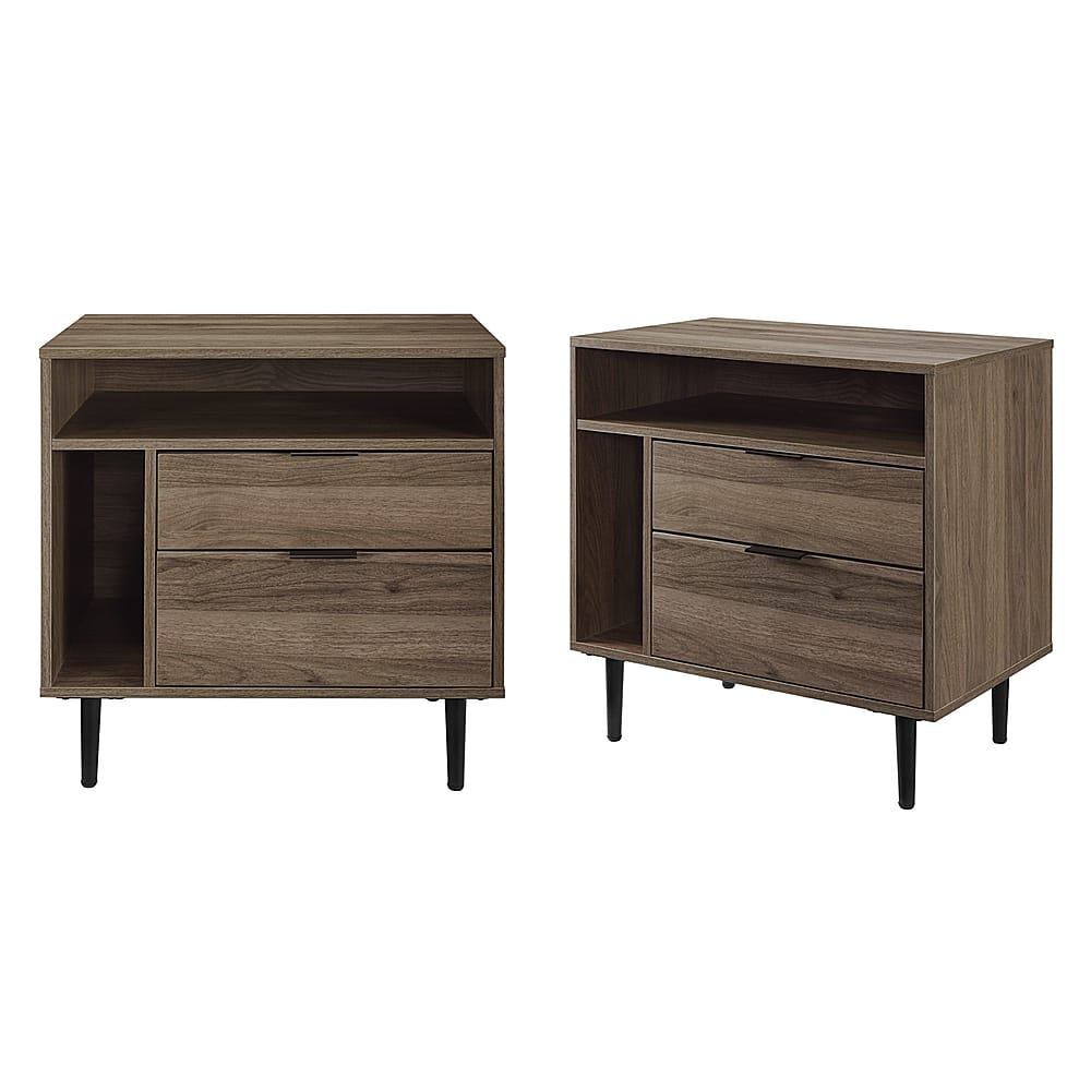 Angle View: Walker Edison - 2-Piece Mid-Century Storage Side Table Set - Slate Grey