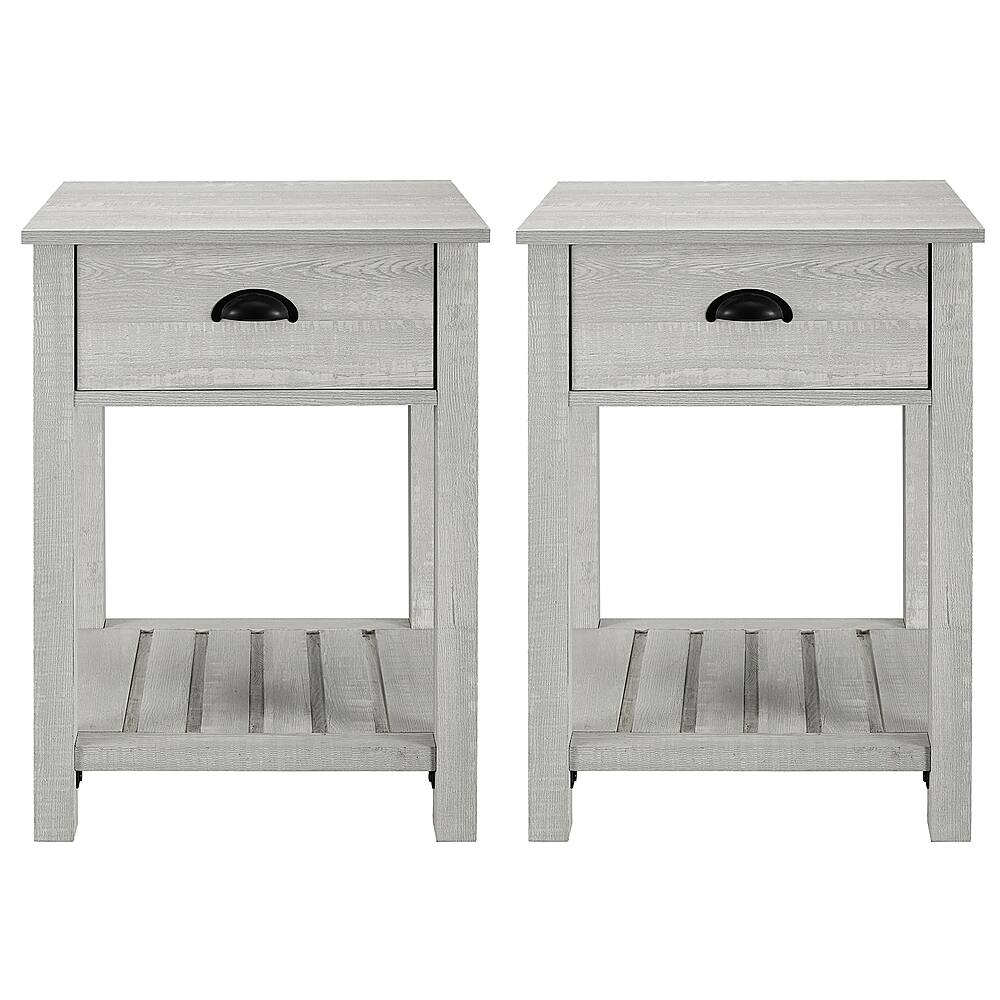 Walker Edison 2 Piece Farmhouse Side Table with Lower Shelf Set Stone ...