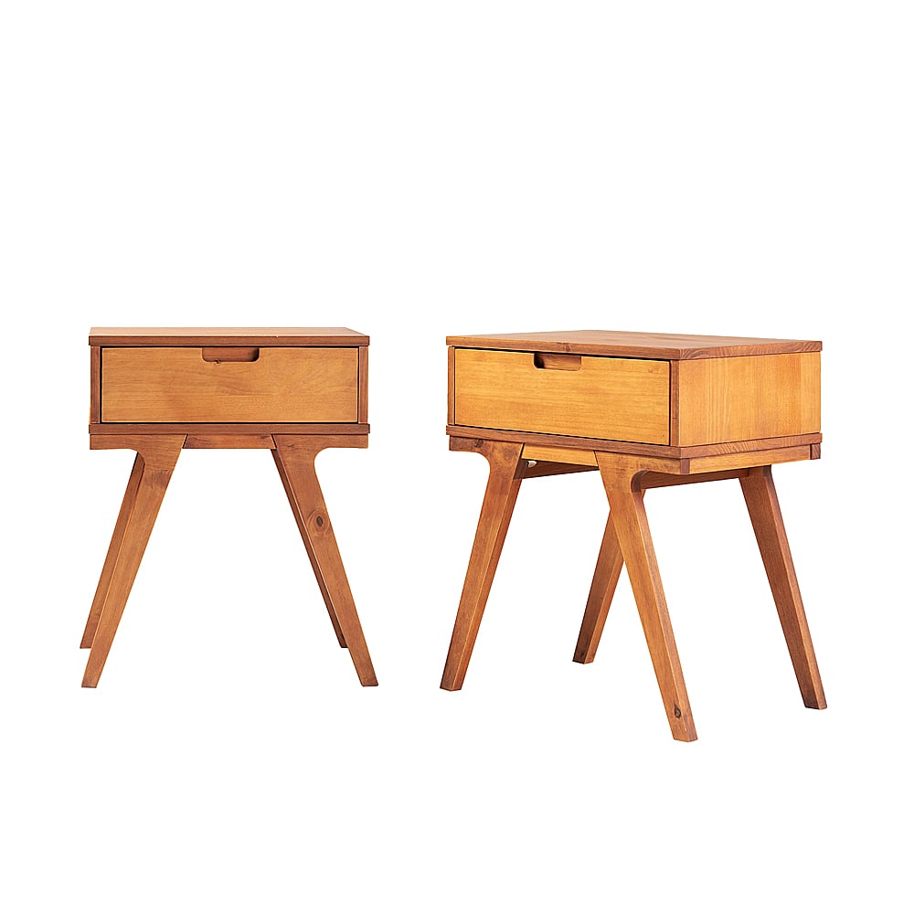 Angle View: Walker Edison - 2-Piece Mid-Century Bridge-Leg Side Table Set - Caramel