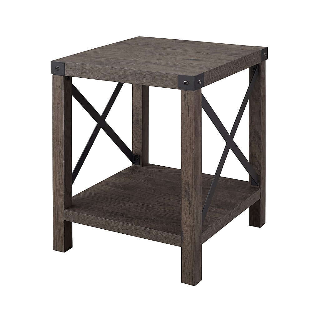 Angle View: Walker Edison - Farmhouse Metal Accent Side Table - Sable