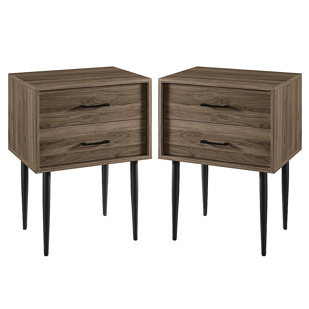 Angle View: Walker Edison - 2-Piece Mid-Century 2-Drawer Side Table Set - Slate Gray