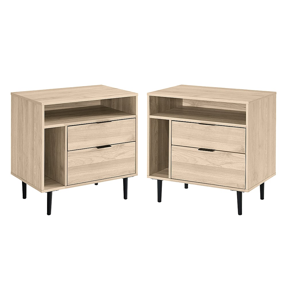 Angle View: Walker Edison - 2-Piece Mid-Century Storage Side Table Set - Birch