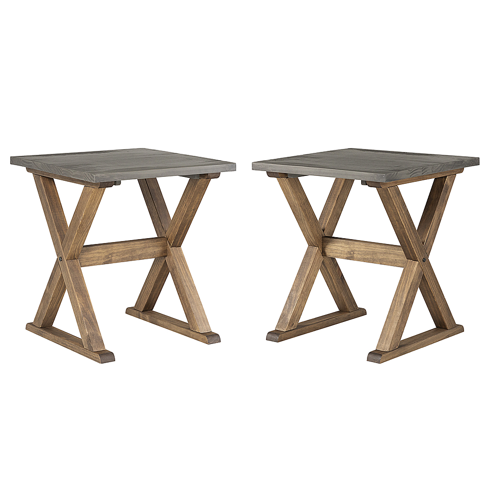 Angle View: Walker Edison - Rustic Solid Wood X-Leg End Table set of 2 - Grey/Brown
