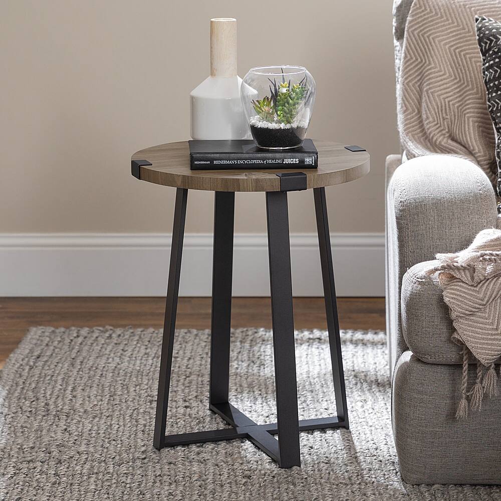 Best Buy Walker Edison 18 Modern 2 Piece Metal Wrap Side Table Set Slate Grey BBF18MWSTSG 2PK