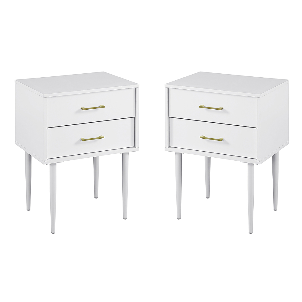 Angle View: Walker Edison - 2-Piece Mid-Century 2-Drawer Side Table Set - White