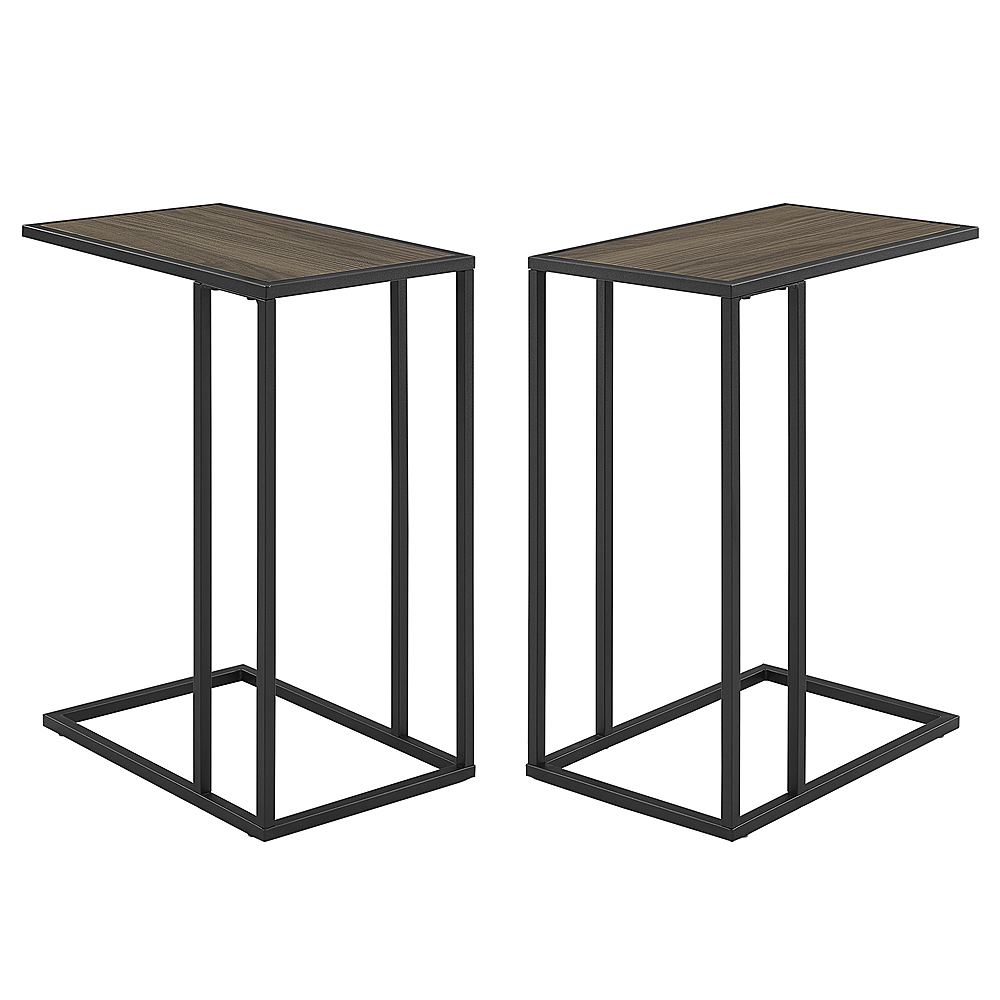 Angle View: Walker Edison - Contemporary 2-Piece Metal Base C-Table set of 2 - Mocha/Black