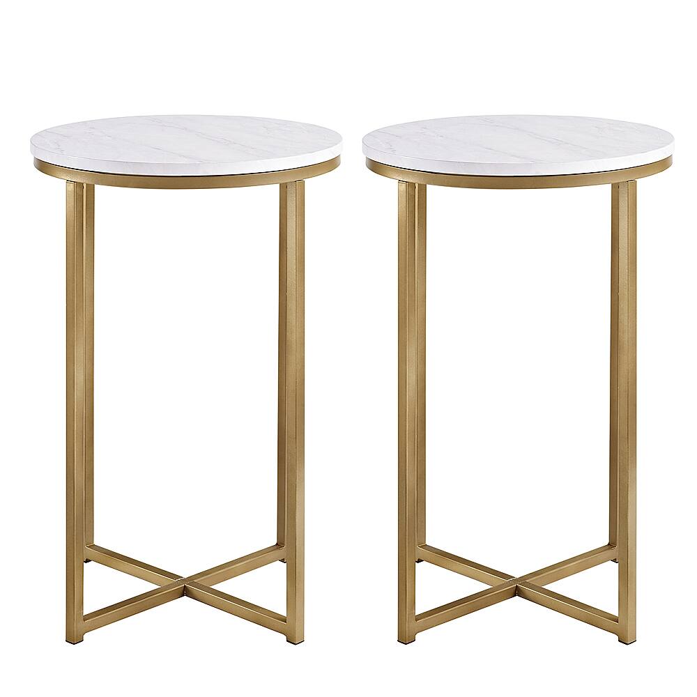 Best Buy: Walker Edison Round Modern Glam Side Table set of 2 Faux ...