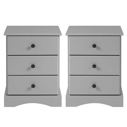 Walker Edison - 2-Piece Classic 3-Drawer Nightstand Set - Grey