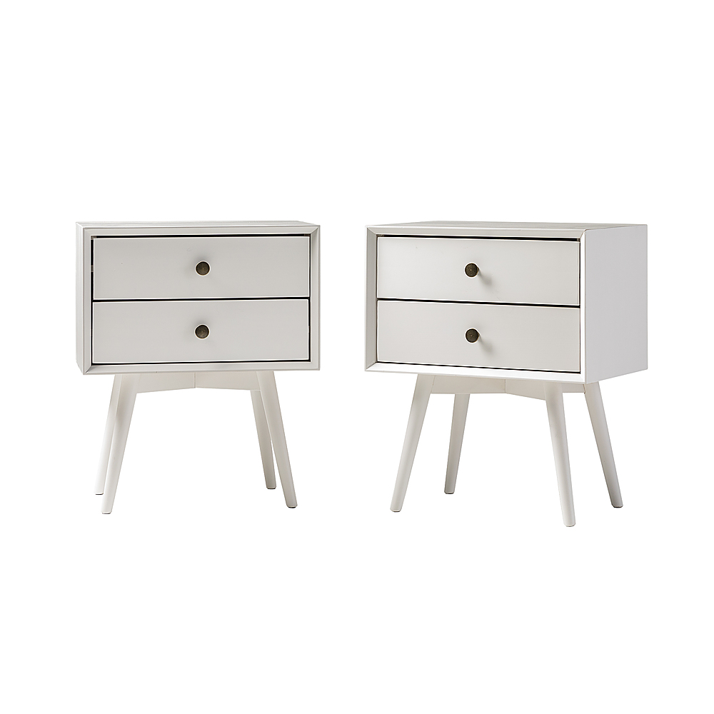 Angle View: Walker Edison - Mid Century 2-Drawer Nightstand set of 2 - White