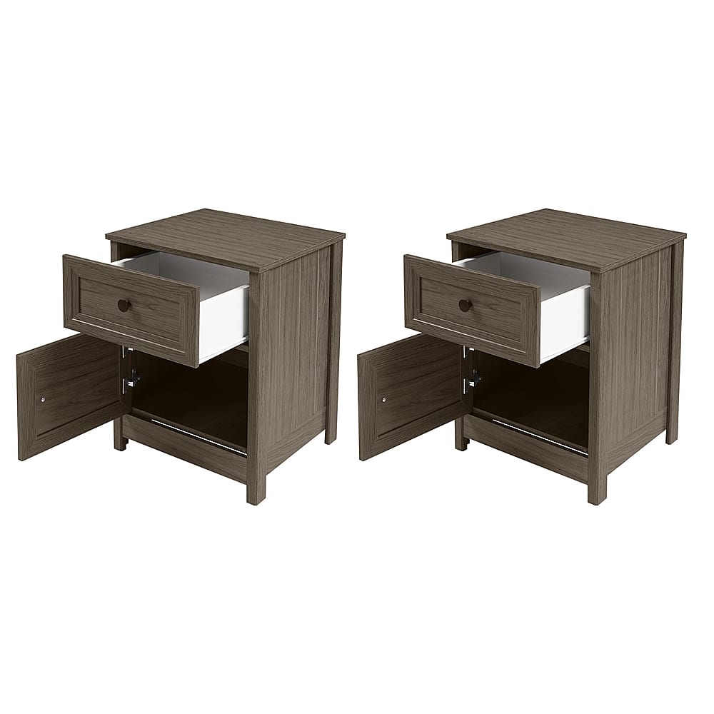 Angle View: Walker Edison - 2-Piece Classic Grooved-Door Nightstand Set - Slate Grey