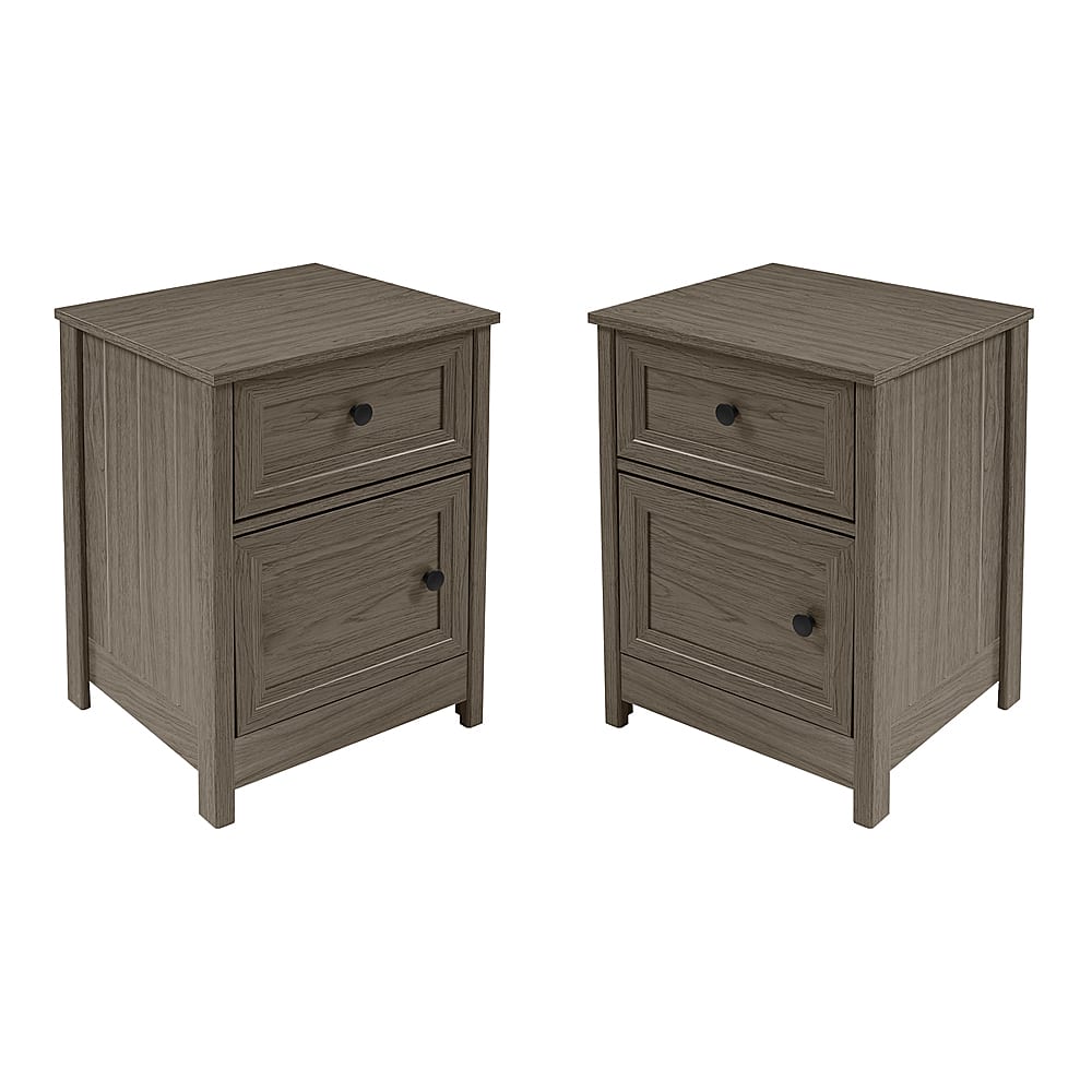 Left View: Walker Edison - 2-Piece Classic Grooved-Door Nightstand Set - Slate Grey