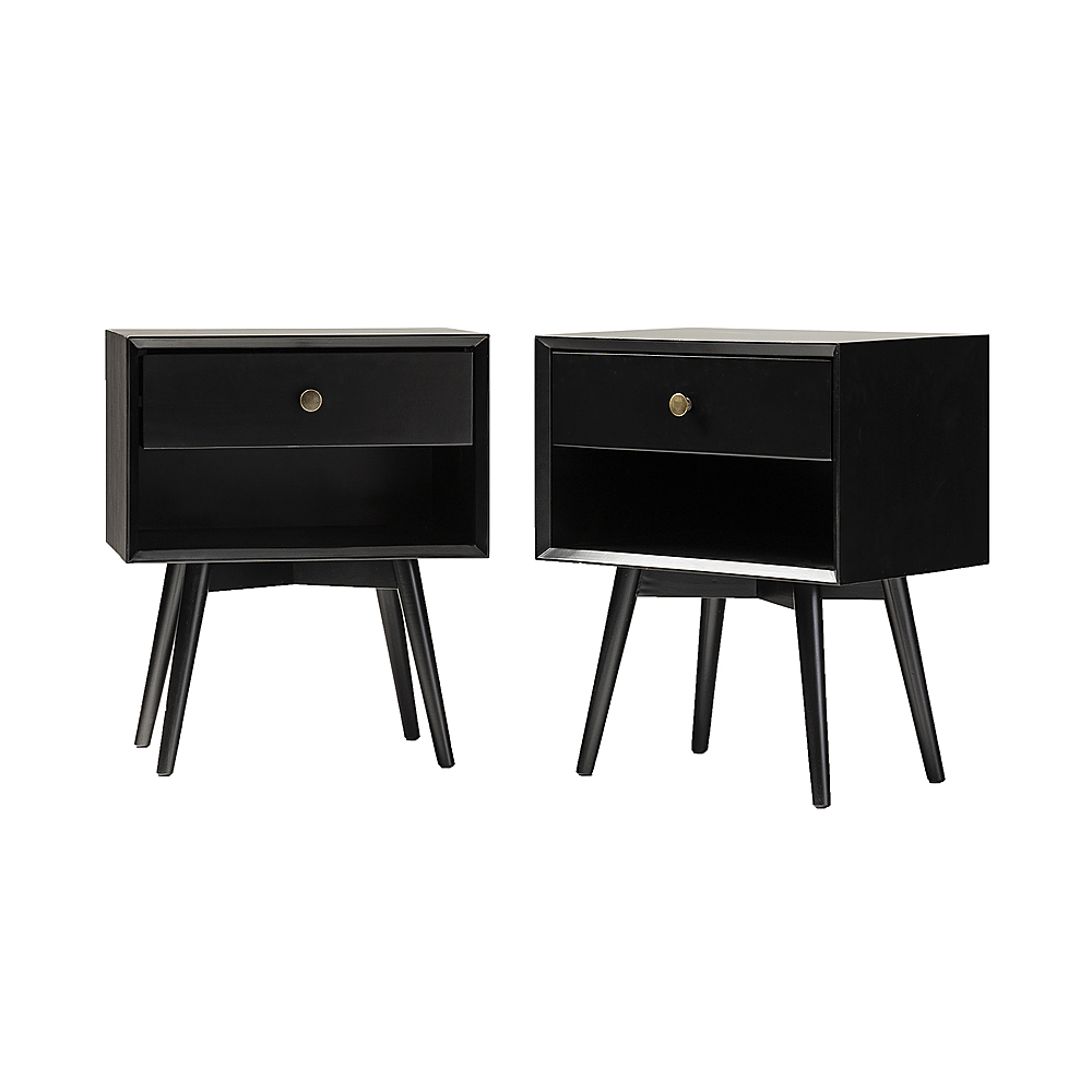 Angle View: Walker Edison - Mid Century Open Cubby Nightstand set of 2 - Black