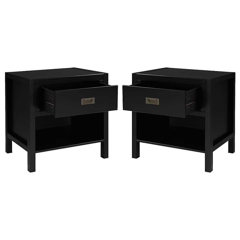 Left View: Walker Edison - 2-Piece Modern Solid Wood Nightstand Set - Black