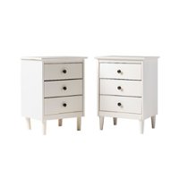 Walker Edison - Classic Minimal 3-Drawer Nightstand set of 2 - White - Front_Zoom