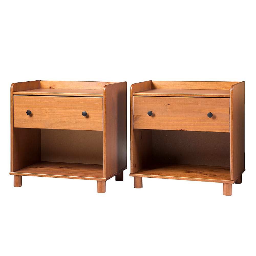 Angle View: Walker Edison - 2-Piece Mid-Century Tray-Top Nightstand Set - Caramel