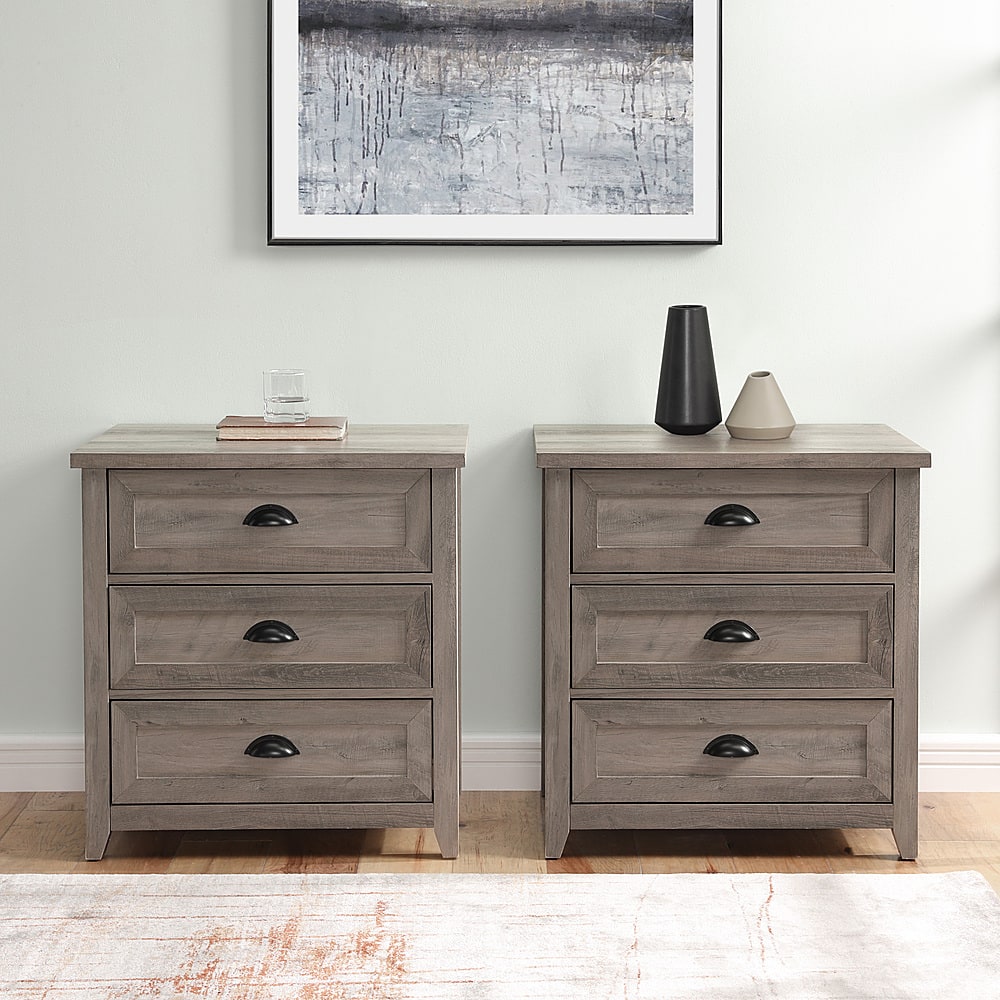 Best Buy: Walker Edison 2-Piece Farmhouse Framed-Drawer Nightstand 