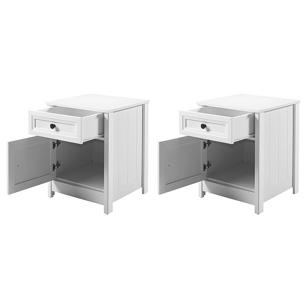 Angle View: Walker Edison - 2-Piece Classic Grooved-Door Nightstand Set - White