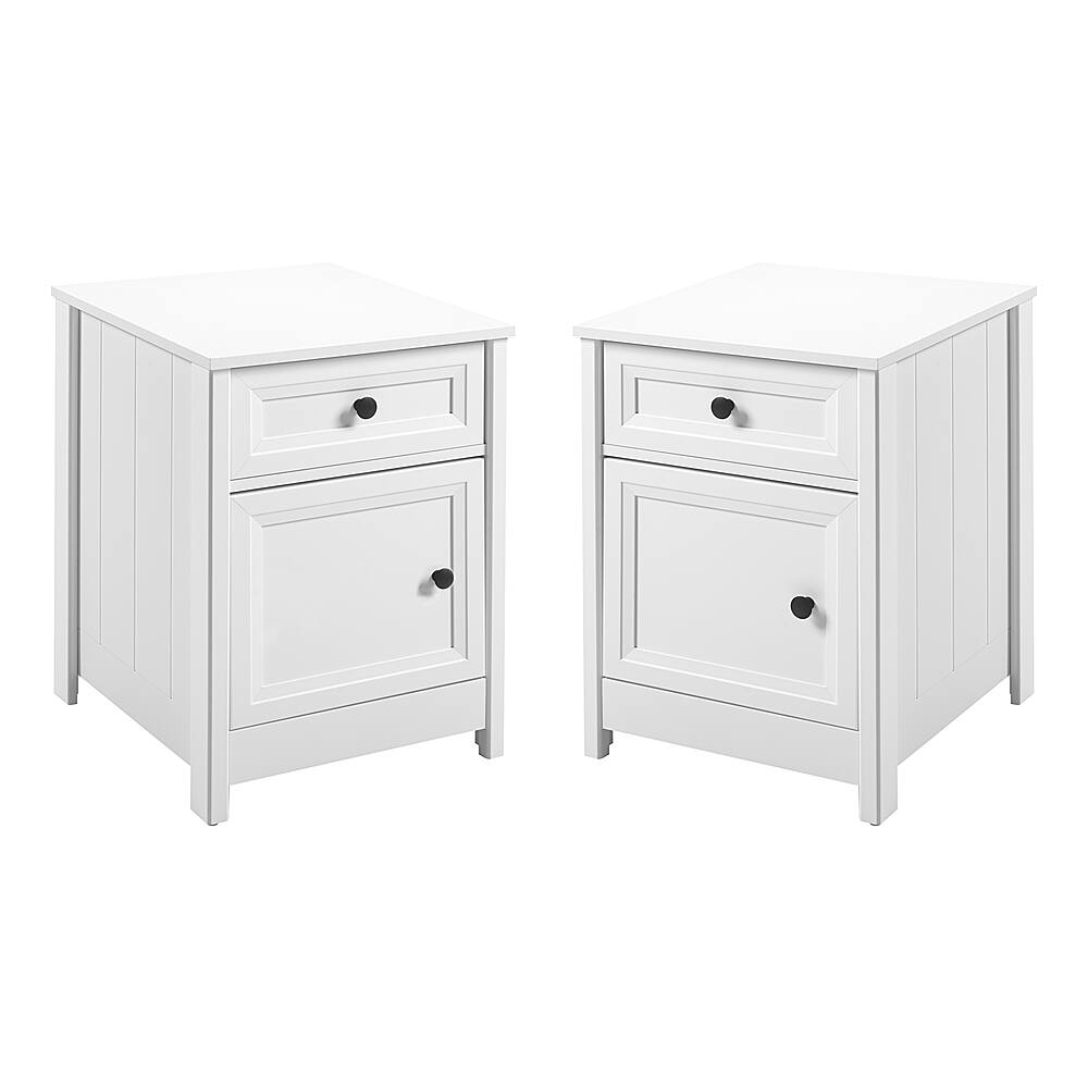 Left View: Walker Edison - 2-Piece Classic Grooved-Door Nightstand Set - White