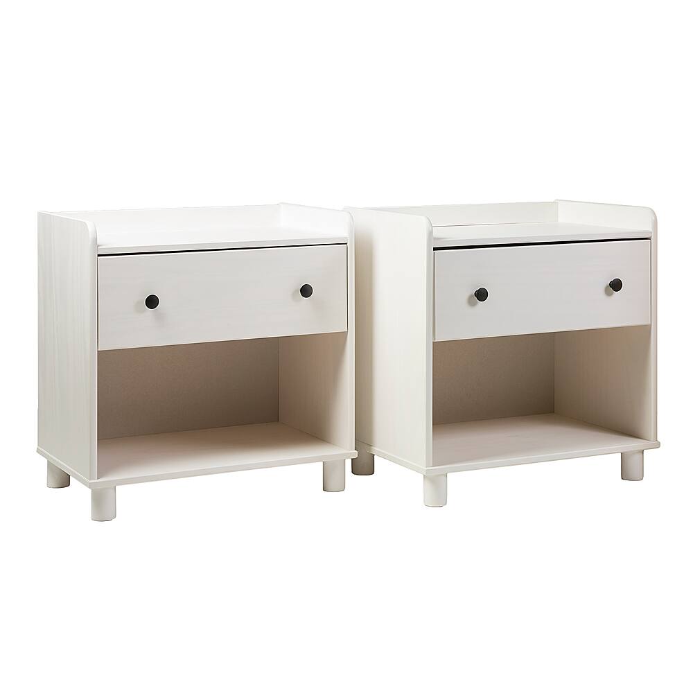 Left View: Walker Edison - 2-Piece Mid-Century Tray-Top Nightstand Set - White