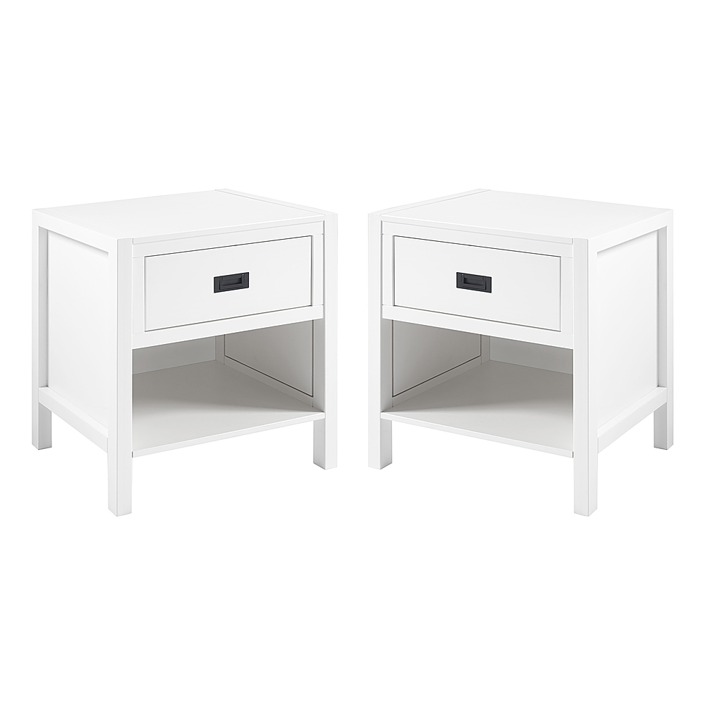 Angle View: Walker Edison - 2-Piece Modern Solid Wood Nightstand Set - White