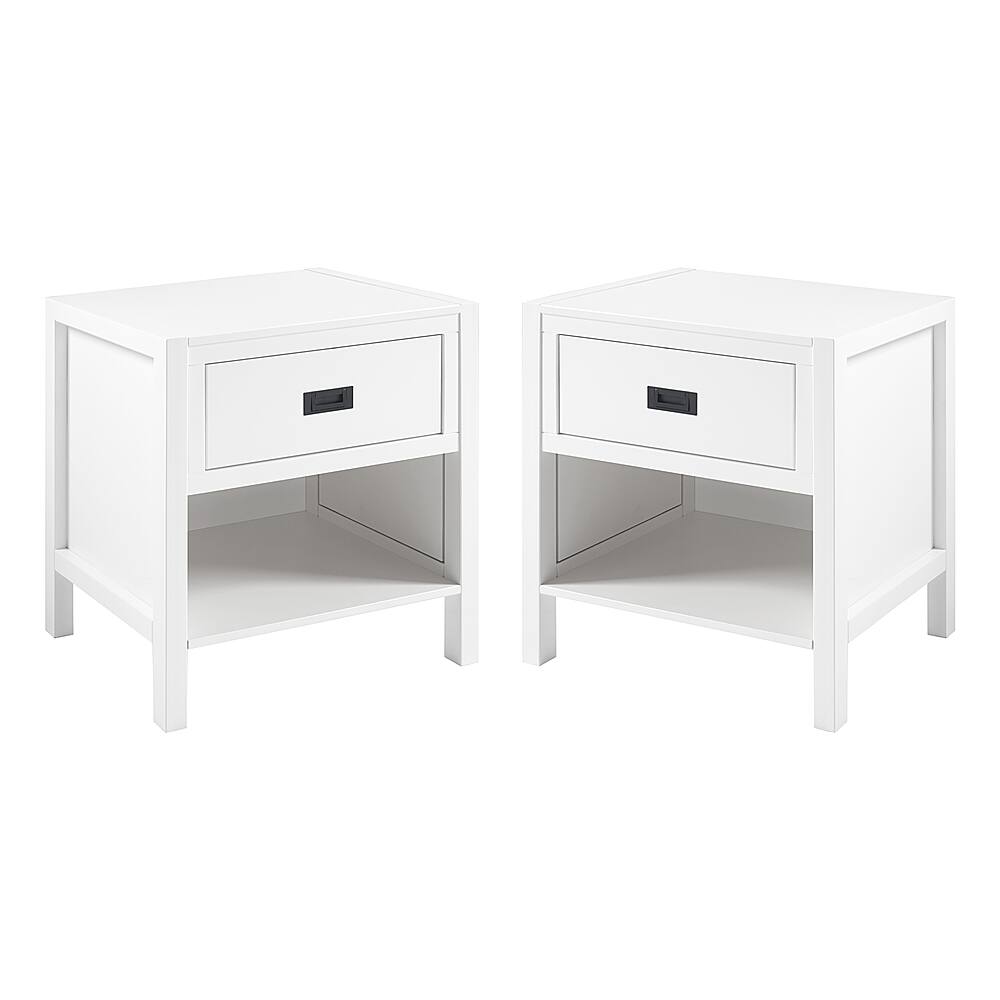 Angle View: Walker Edison - 2-Piece Modern Solid Wood Nightstand Set - White