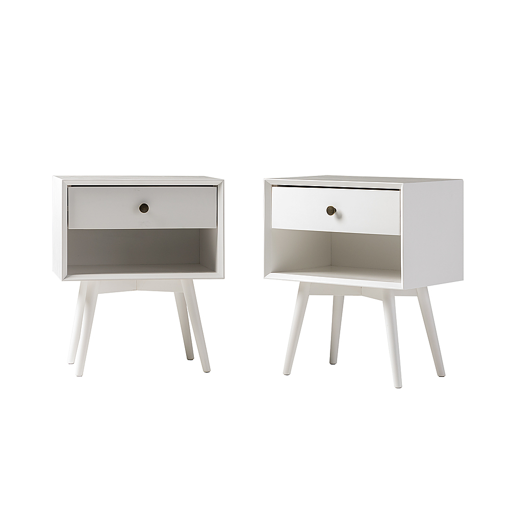 Angle View: Walker Edison - Mid Century Open Cubby Nightstand set of 2 - White